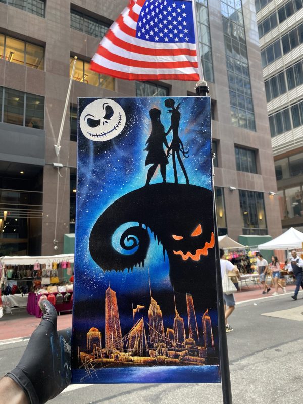 Nightmare Before Christmas inspired spray-paint artwork