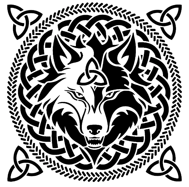 Celtic Wolf Digital Stencil design preview