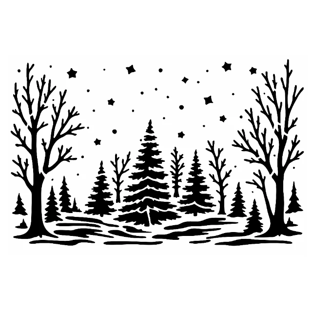 Winter Forest Digital Stencil design preview