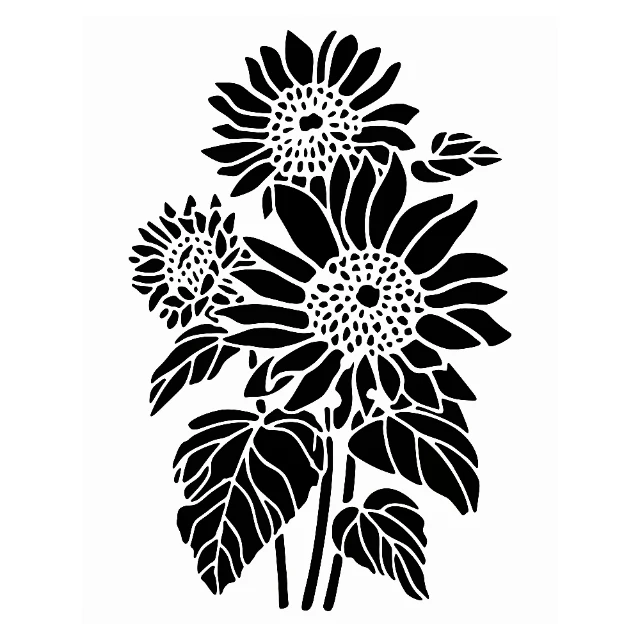 3 Sunflowers Digital Stencil design preview