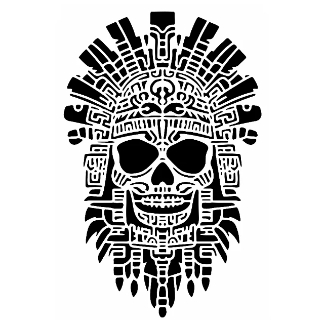 Aztec Sugar Skull Digital Stencil design preview