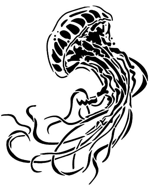 Jellyfish Digital Stencil design preview