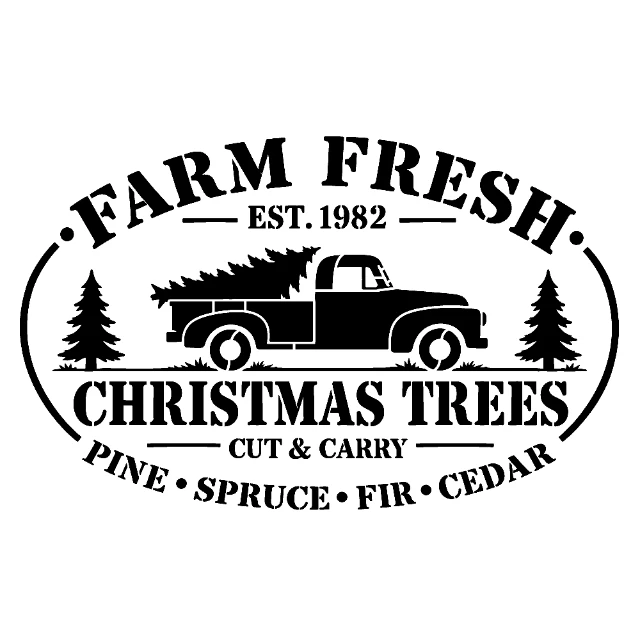 Farm Fresh Trees Digital Stencil design preview