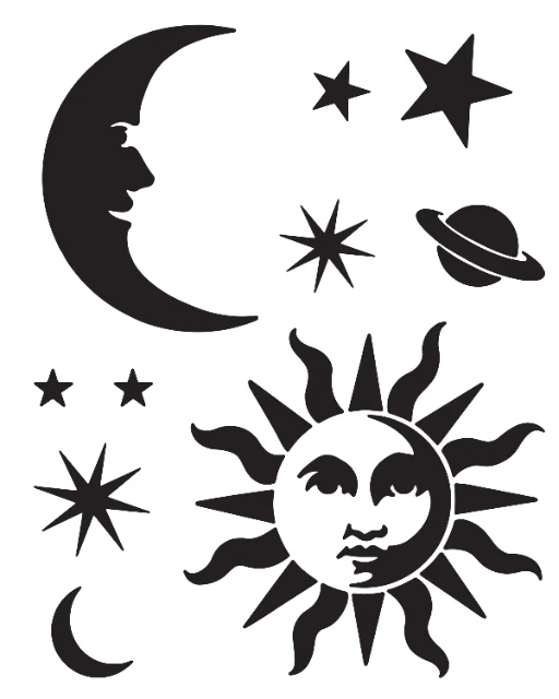 Celestial Sun Digital Stencil design preview