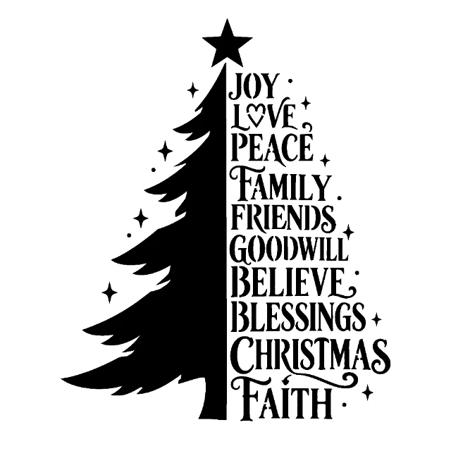 Christmas Tree Joy Love Digital Stencil design preview