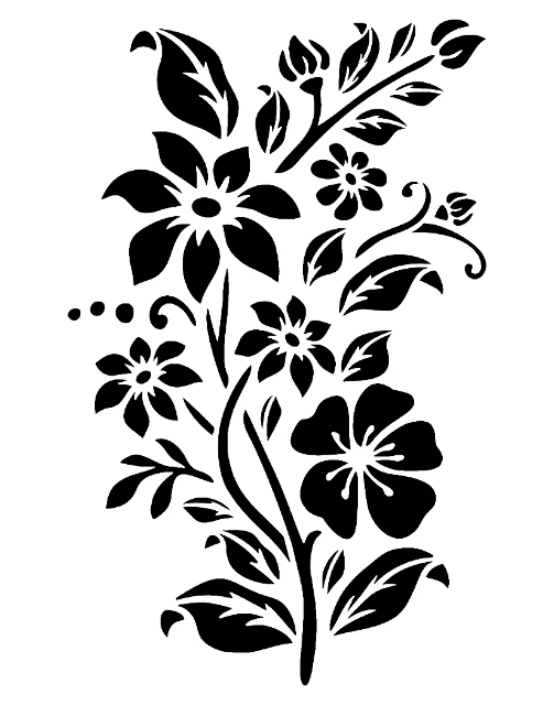 Flowers Large Digital Stencil design preview