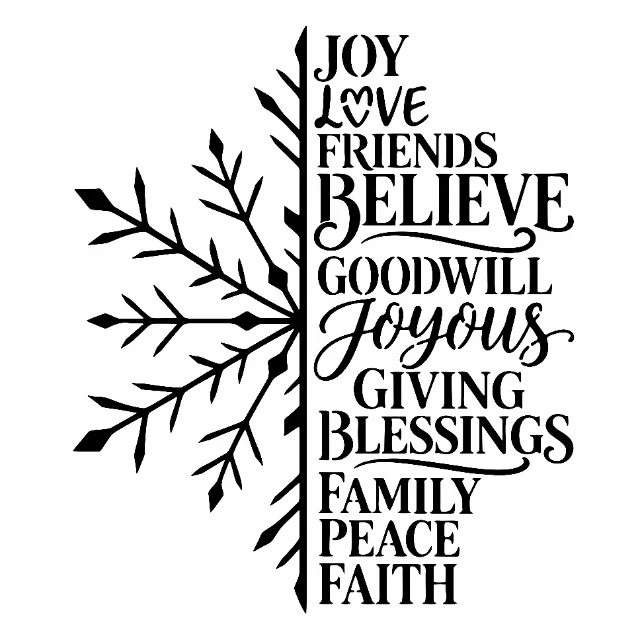 Snowflake Joy Christmas Digital Stencil design preview